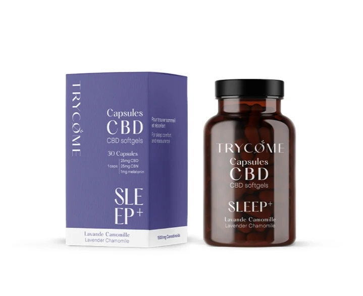 Gélules Sleep+ CBD 30 gélules par pot – 100% végétales – Sans THC – Fabriqué en France  Formulées à partir de CBD broad spectrum issu de chanvre bio suisse, nos gélules vous offrent une prise simple, précise et sans goût.